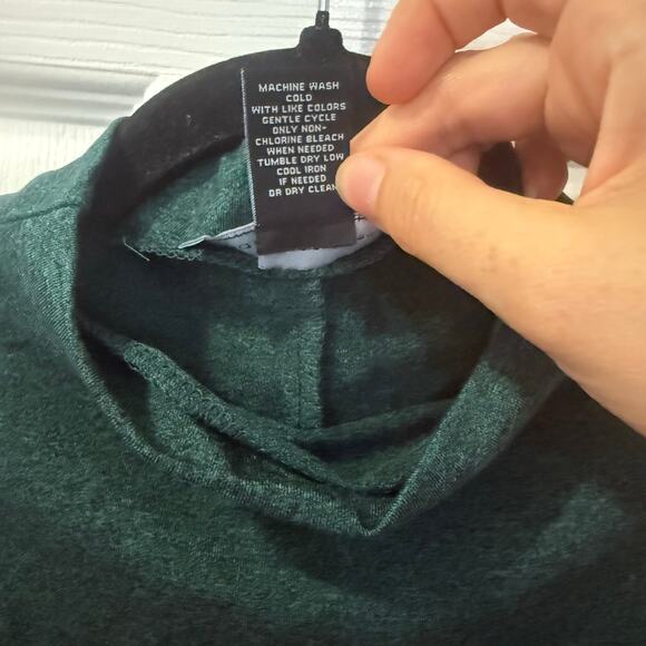 NWT Joan Vass LG mock neck jersey stretchy knit green tunic - Picture 6 of 9